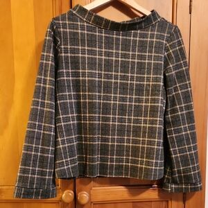bryn Walker Plaid Blouse - Green and Cream